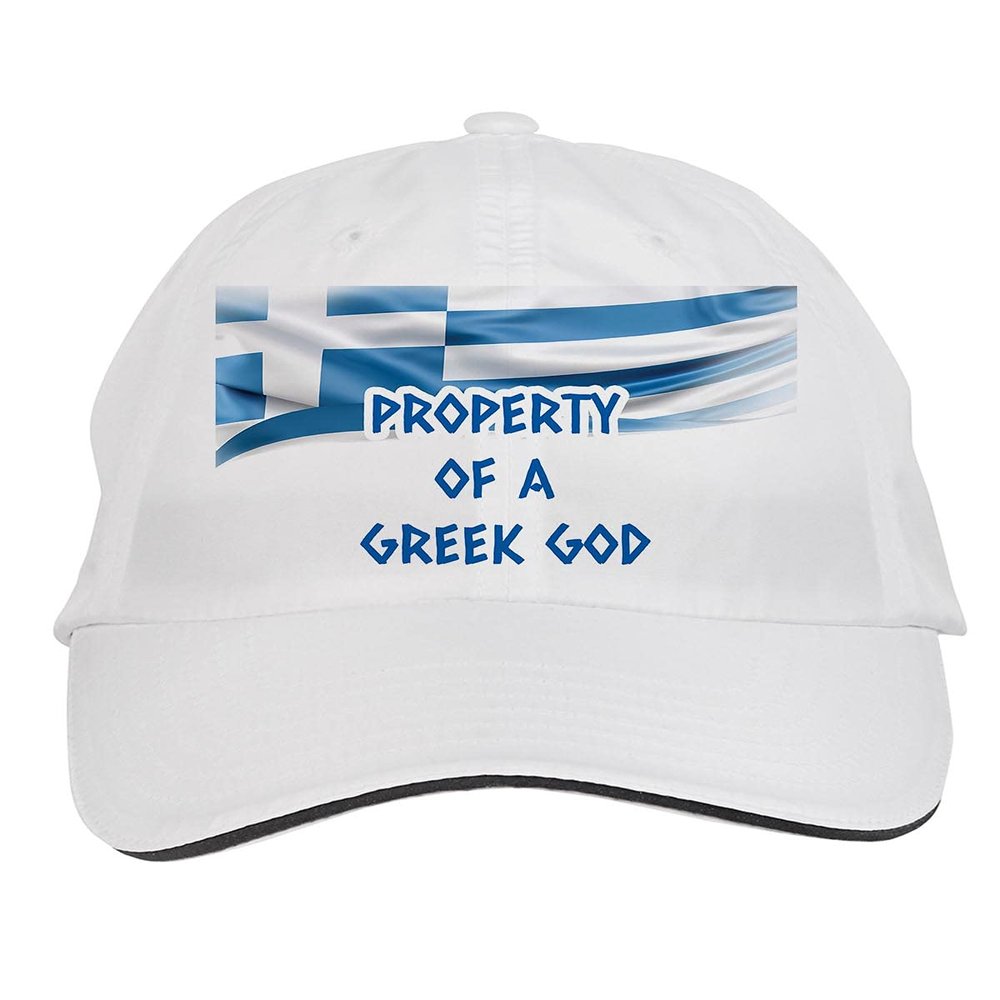 Makoroni - Property of A Greek GOD Greece Greek Hat Adjustable Cap, Desy61 White