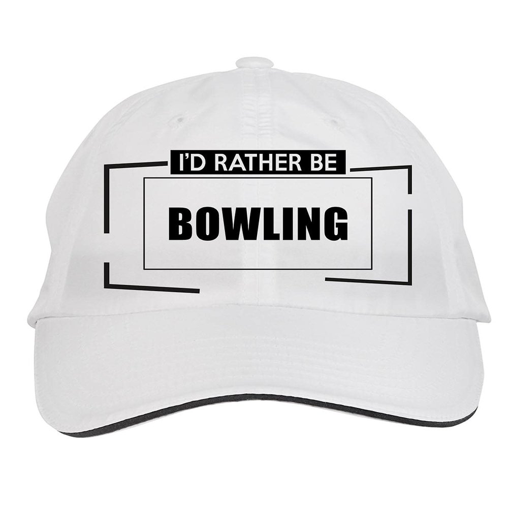 Makoroni - I'd Rather BE Bowling Hat Adjustable Cap, DesU88 White