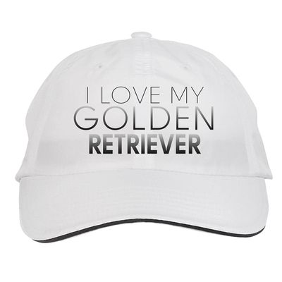 Makoroni - I Love My Golden Retriever Hat Adjustable Cap, DesE10 White