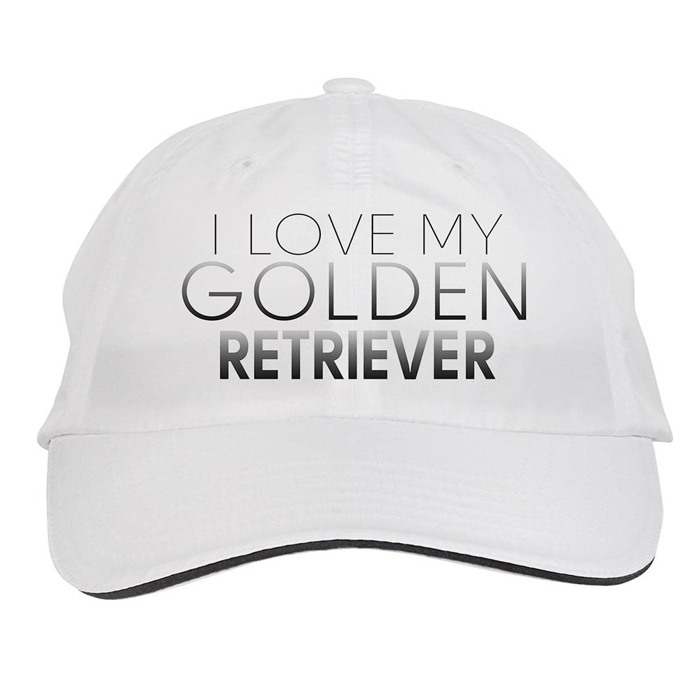 Makoroni - I Love My Golden Retriever Hat Adjustable Cap, DesE10 White