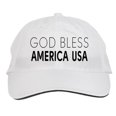 Makoroni - GOD Bless America USA Hat Adjustable Cap, DesA17 White
