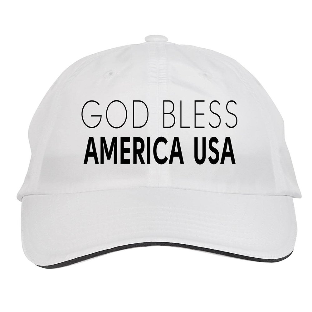 Makoroni - GOD Bless America USA Hat Adjustable Cap, DesA17 White