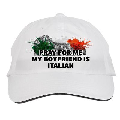 Makoroni - Pray for ME My Boyfriend is Italian Italy Italian Hat Adjustable Cap, DesO38 White
