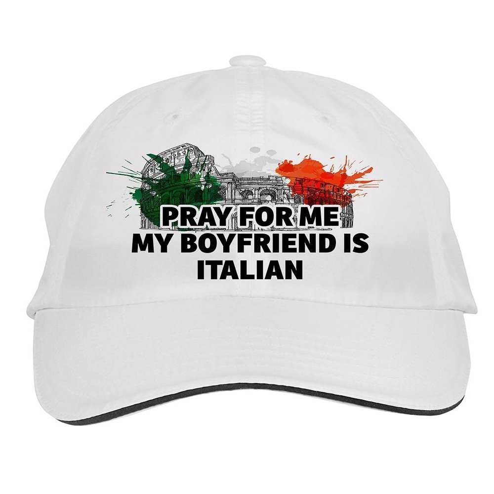 Makoroni - Pray for ME My Boyfriend is Italian Italy Italian Hat Adjustable Cap, DesO38 White