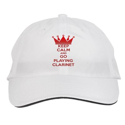 Makoroni - Keep Calm and GO Playing Clarinet Hat Adjustable Cap, DesX72 White