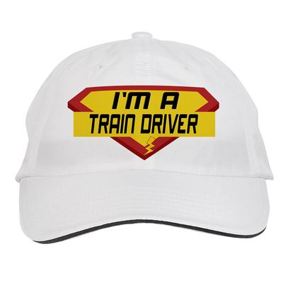 Makoroni - I'm A Train Driver Career Hat Adjustable Cap, DesP66 White