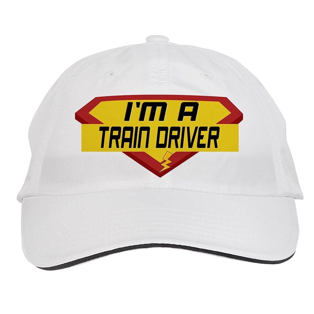 Makoroni - I'm A Train Driver Career Hat Adjustable Cap, DesP66 White