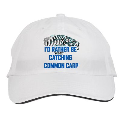 Makoroni - I'd Rather BE CATCHING Common CARP Fish Fishing Hat Adjustable Cap, DesF42 White