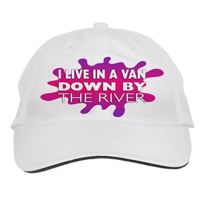 Makoroni - I Live in A Van Down by The River Hat Adjustable Cap, DesI19 White