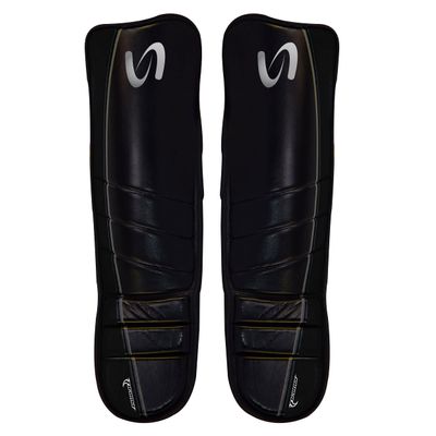 Ultimate - Cobra Shin Instep Guard Genuine Leather for Boxing MMA Muay Thai Training (L/XL, Black / Gray)
