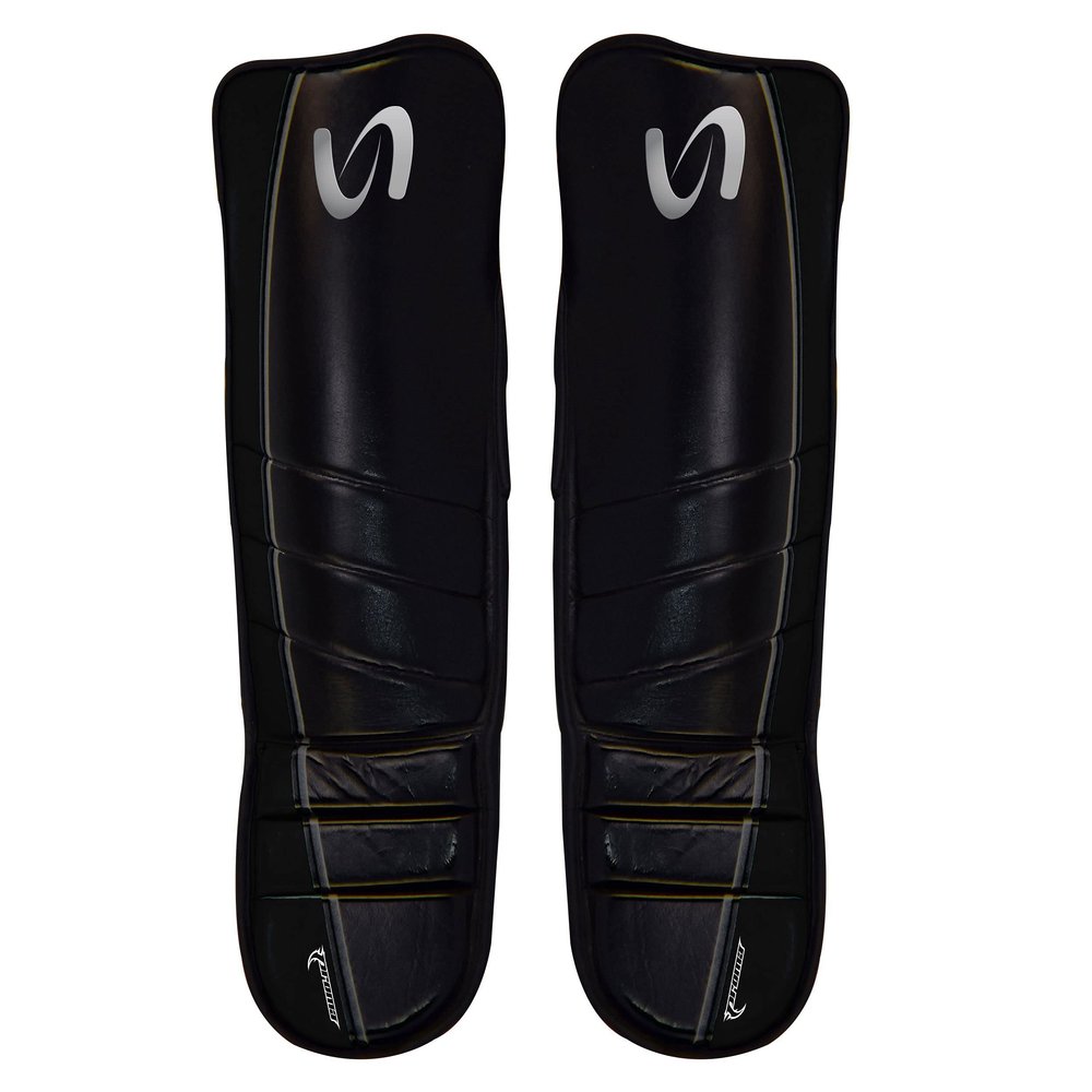 Ultimate - Cobra Shin Instep Guard Genuine Leather for Boxing MMA Muay Thai Training (L/XL, Black / Gray)