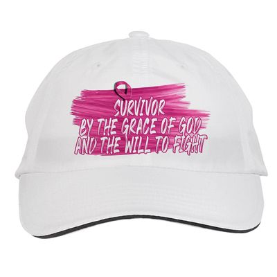 Makoroni - Survivor by The Grace of GOD and The Will to Fight Cancer Awareness Hat Adjustable Cap, DesK91 White