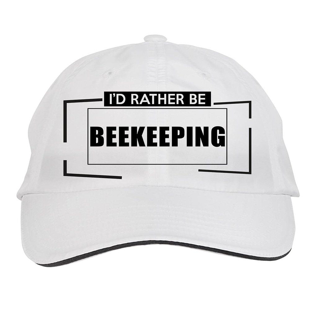 Makoroni - I'd Rather BE Beekeeping Hat Adjustable Cap, DesU77 White