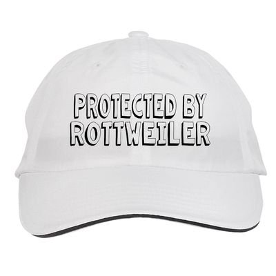 Makoroni - Protected by Rottweiler Hat Adjustable Cap, DesJ67 White