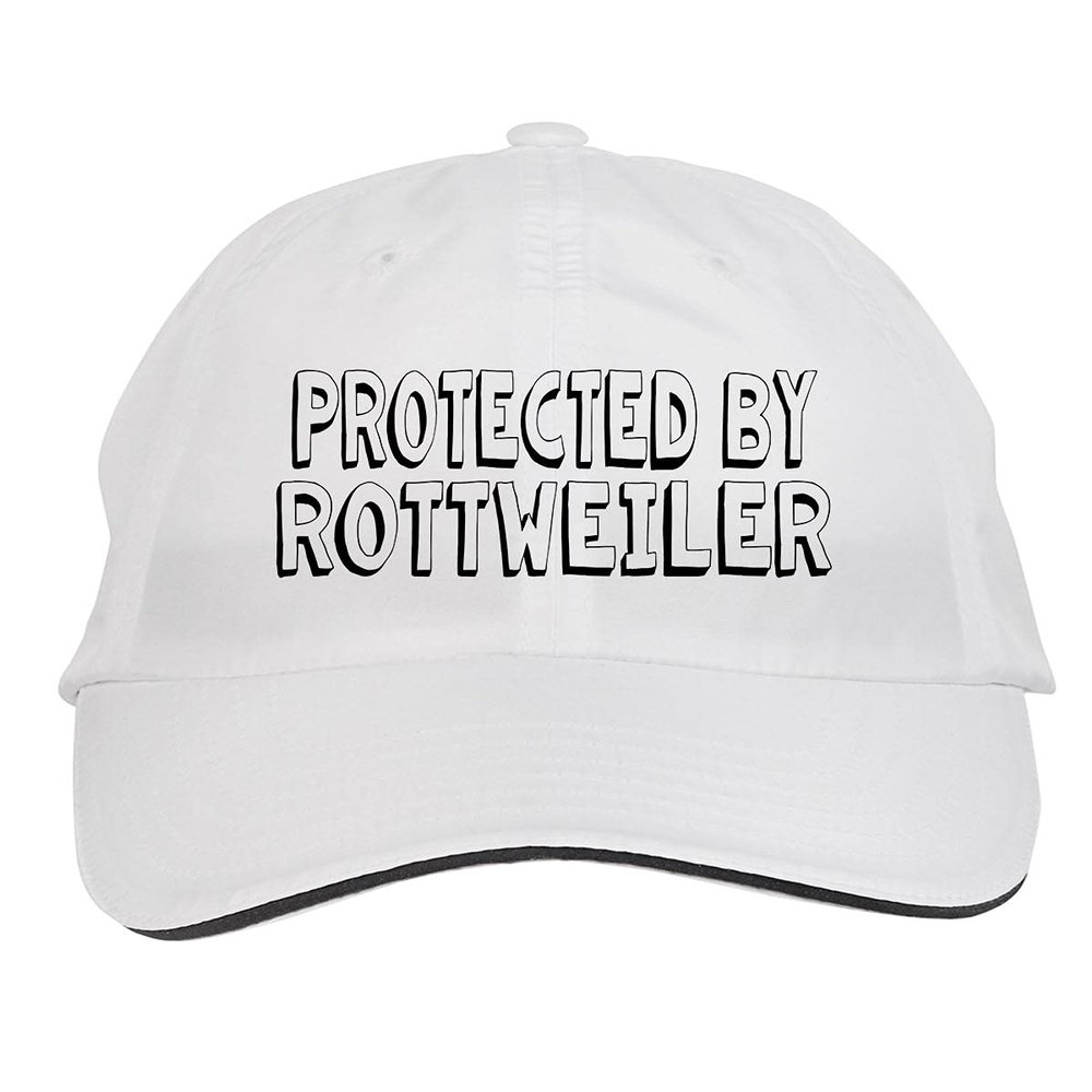 Makoroni - Protected by Rottweiler Hat Adjustable Cap, DesJ67 White