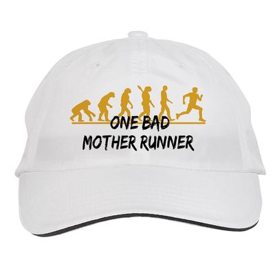 Makoroni - ONE Bad Mother Runner Run Runner Hat Adjustable Cap, DesB95 White