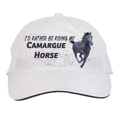 Makoroni - I'd Rather BE Riding My Camargue Horse Hat Adjustable Cap, DesL42 White