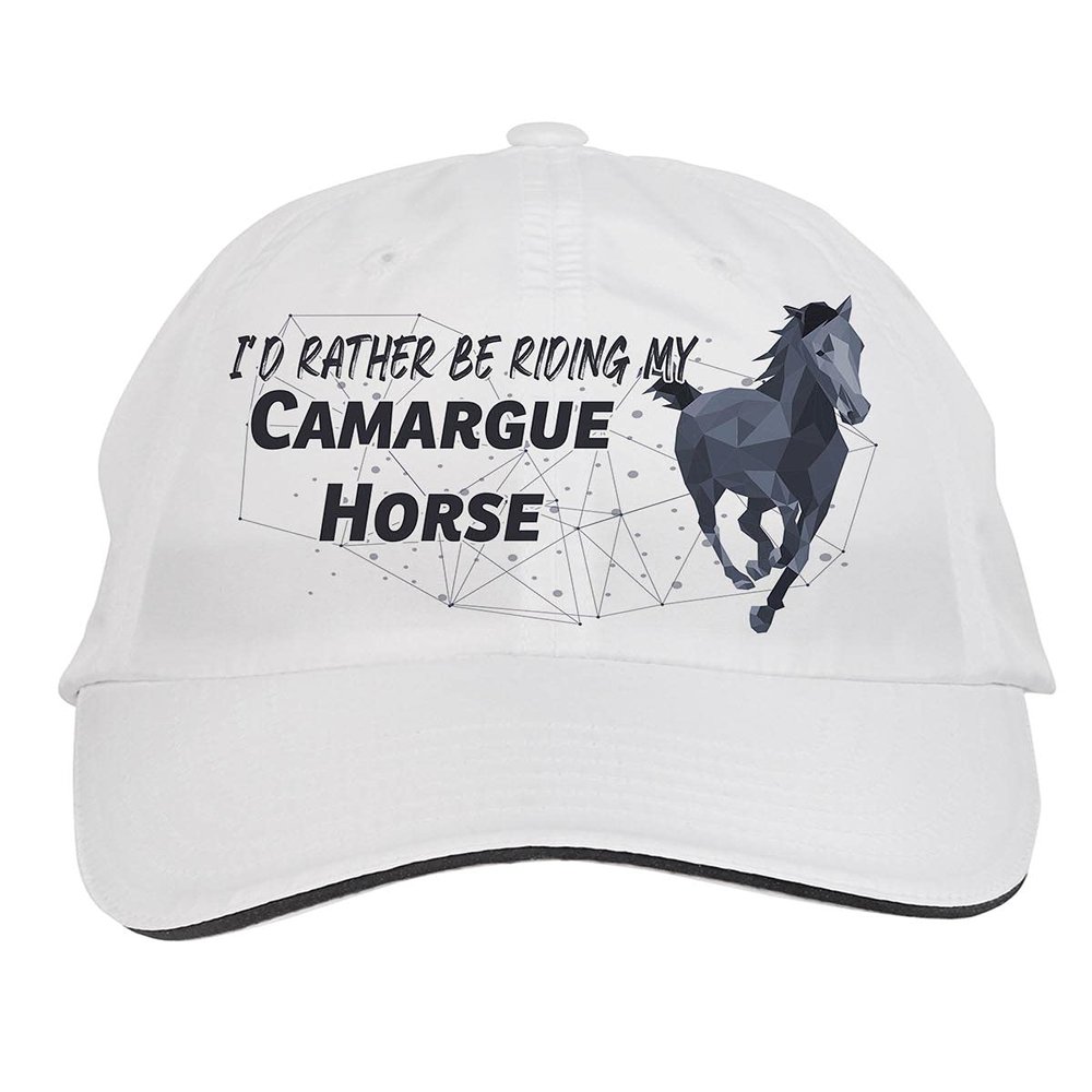 Makoroni - I'd Rather BE Riding My Camargue Horse Hat Adjustable Cap, DesL42 White