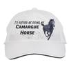 Makoroni - I'd Rather BE Riding My Camargue Horse Hat Adjustable Cap, DesL42 White view 1