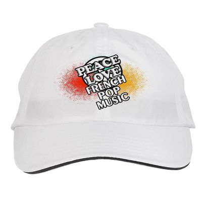 Makoroni - Peace Love French POP Music Hat Adjustable Cap, DesG22 White
