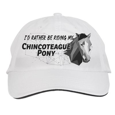 Makoroni - I'd Rather BE Riding My Chincoteague Pony Hat Adjustable Cap, DesH22 White