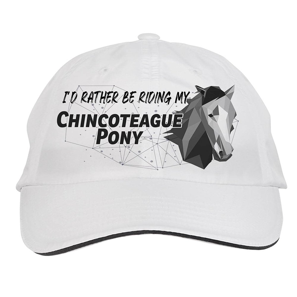 Makoroni - I'd Rather BE Riding My Chincoteague Pony Hat Adjustable Cap, DesH22 White