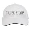 Makoroni - I Love Justin Hat Adjustable Cap, DesB25 White view 1