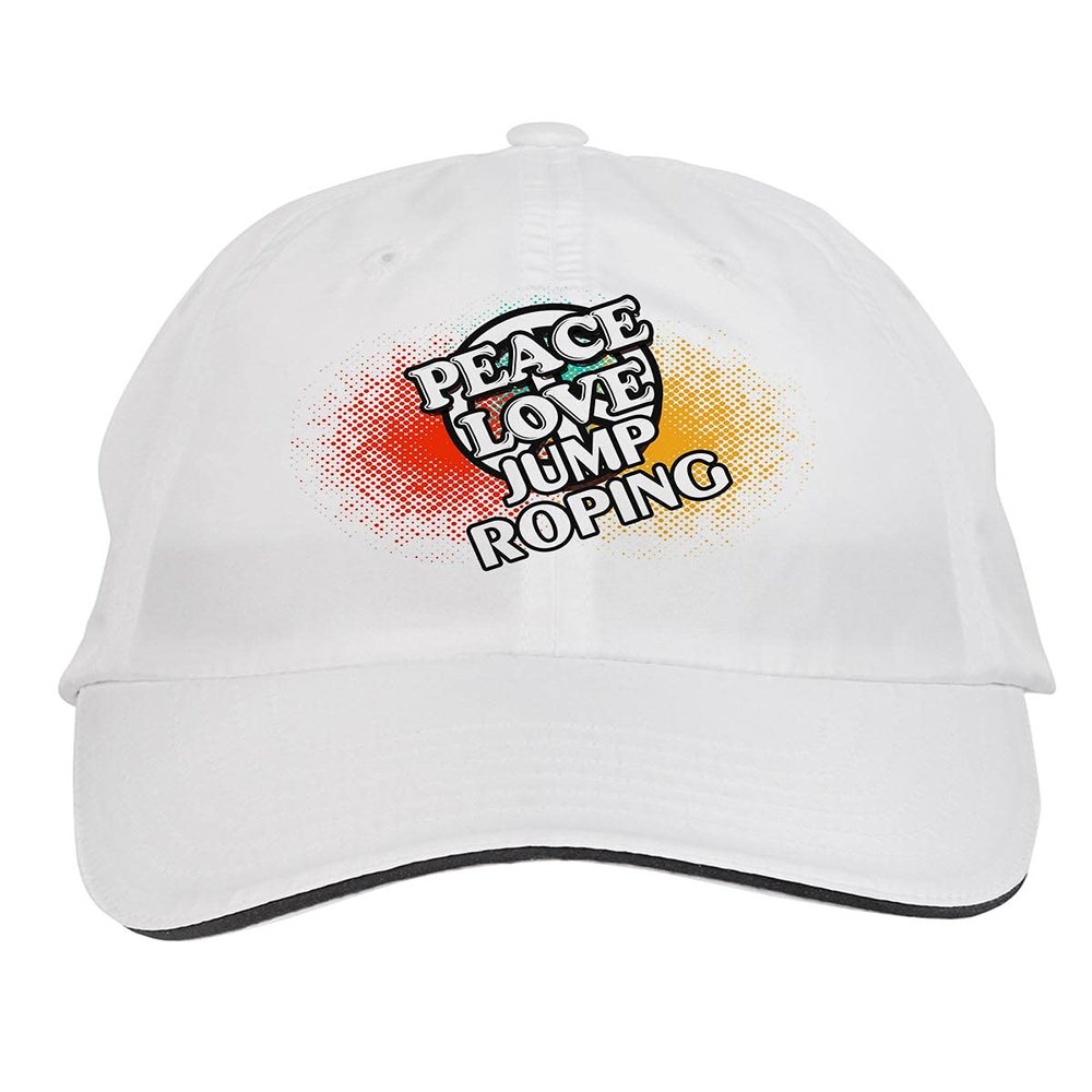 Makoroni - Peace Love Jump Roping Hat Adjustable Cap, DesJ36 White