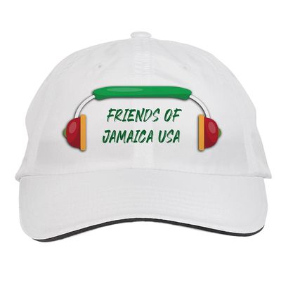 Makoroni - Friends of Jamaica USA Jamaica Jamaican Reggae Music Hat Adjustable Cap, DesT89 White