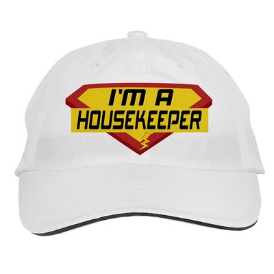 Makoroni - I'm A Housekeeper Career Hat Adjustable Cap, DesM11 White