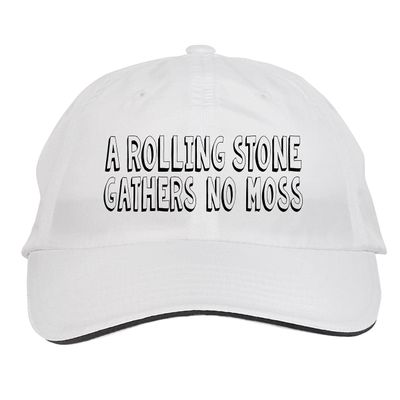 Makoroni - A Rolling Stone Gathers NO Moss Hat Adjustable Cap, DesR53 White