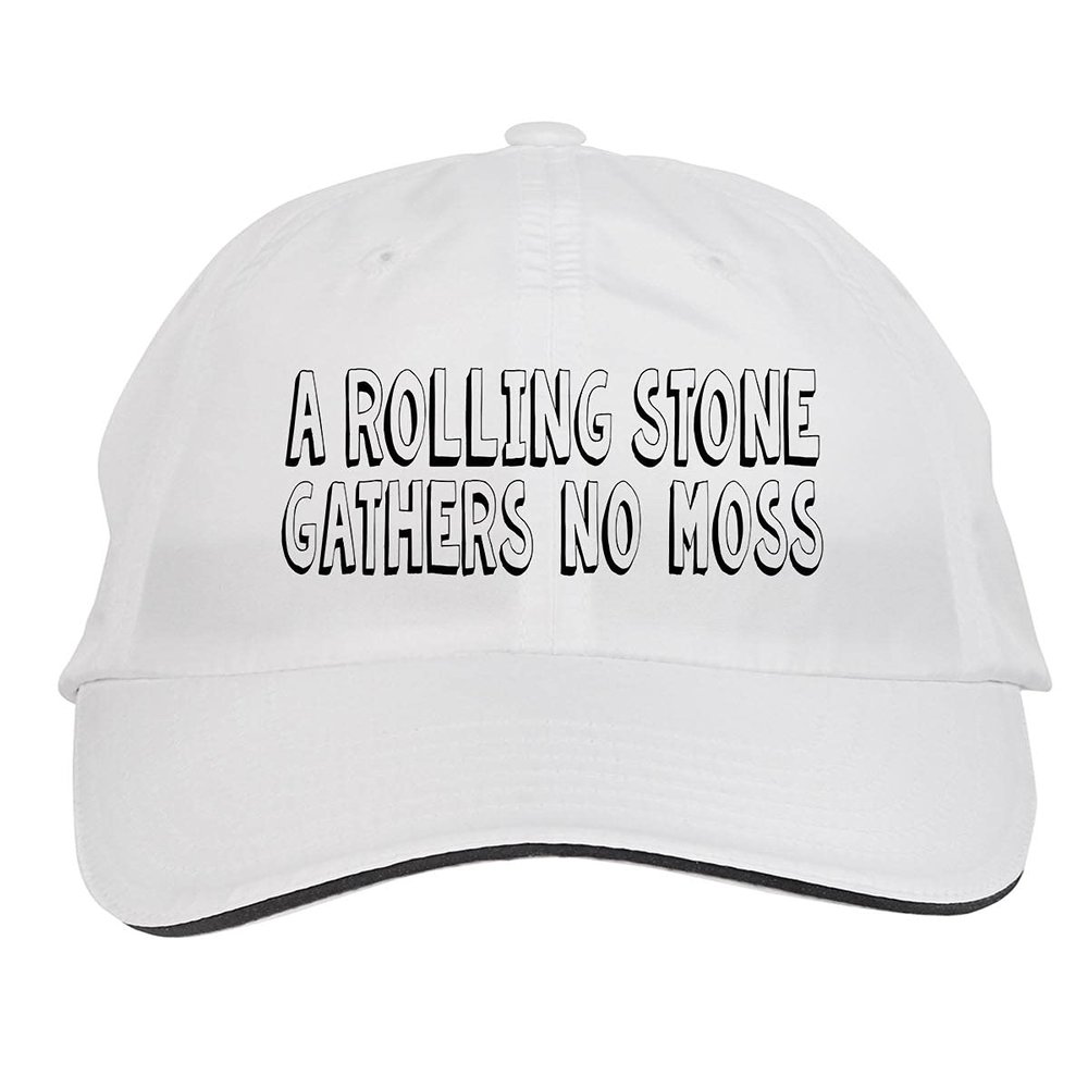 Makoroni - A Rolling Stone Gathers NO Moss Hat Adjustable Cap, DesR53 White