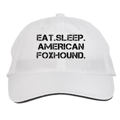Makoroni - EAT Sleep American Foxhound Hat Adjustable Cap, DesM57 White
