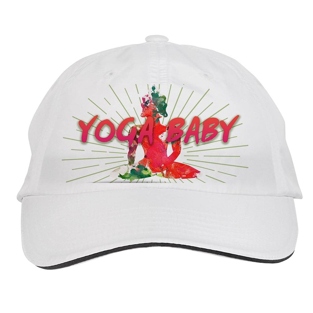 Makoroni - Yoga Baby Yoga Zen Namaste Hat Adjustable Cap, DesS33 White