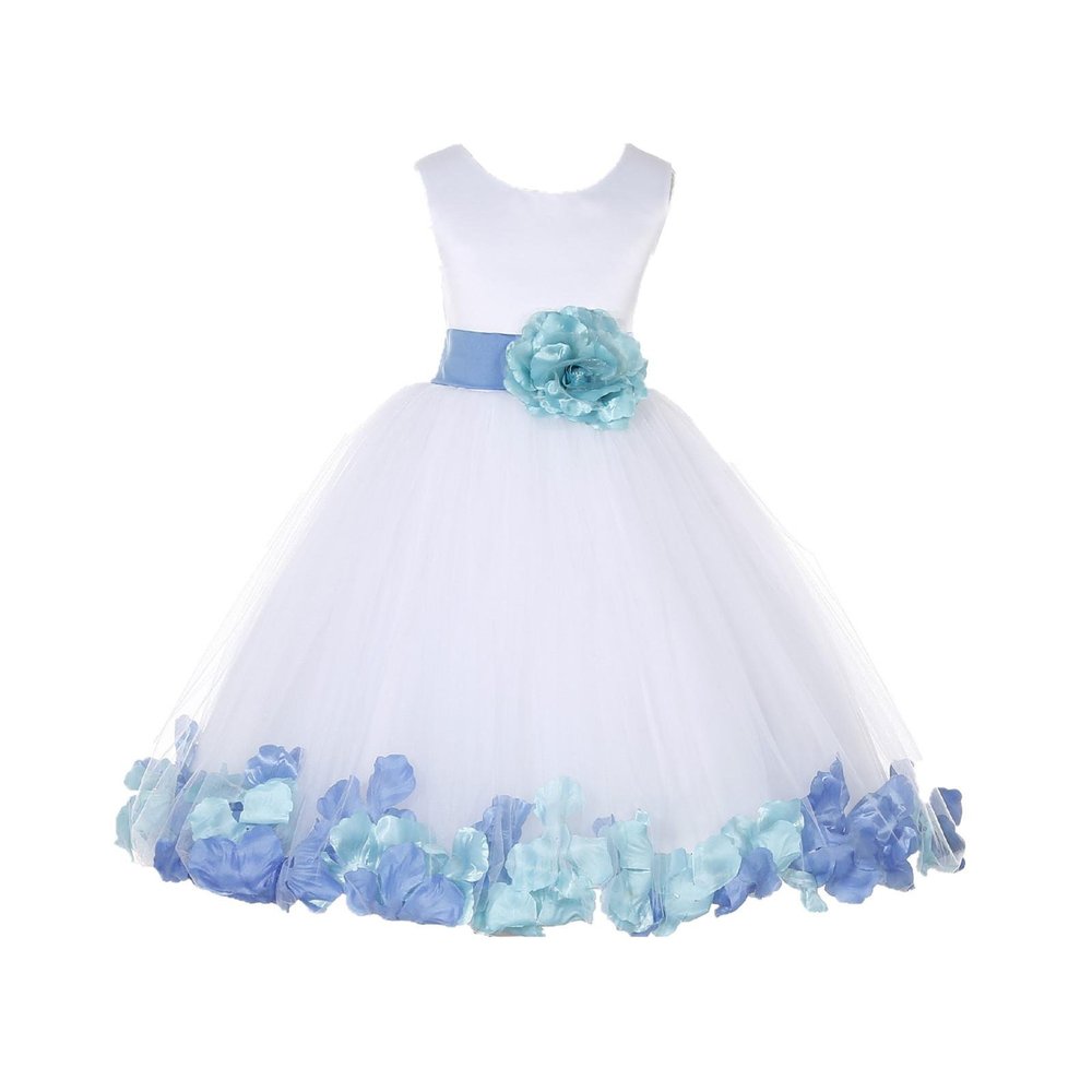 ekidsbridal Wedding Pageant Mixed Petals White Flower Girl Dress Recital Easter Toddler 302t M