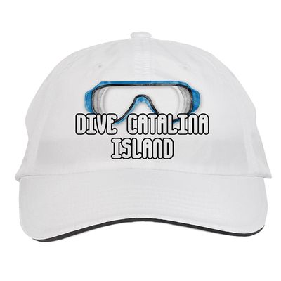 Makoroni - Dive Catalina Island Scuba Diving Hat Adjustable Cap, DesO12 White