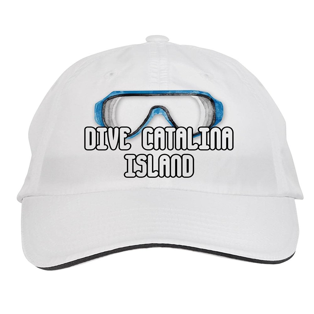 Makoroni - Dive Catalina Island Scuba Diving Hat Adjustable Cap, DesO12 White