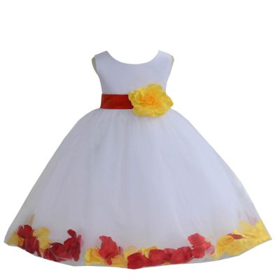 ekidsbridal Wedding Pageant Mixed Petals White Flower Girl Dress Recital Easter Toddler 302t S