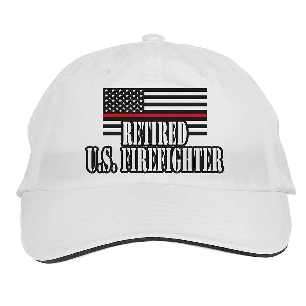 Makoroni - Retired US Firefighter Firefighter Hat Adjustable Cap, DesM9 White