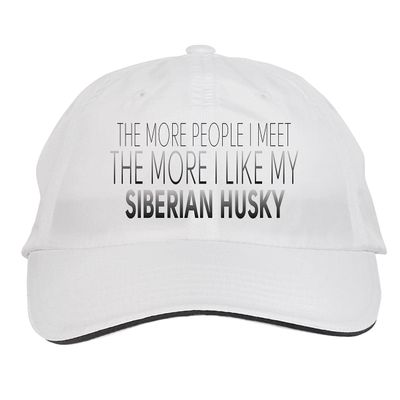 Makoroni - The More People I Meet The More I Like My Siberian Husky Hat Adjustable Cap, DesO83 White