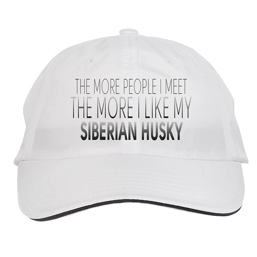 Makoroni - The More People I Meet The More I Like My Siberian Husky Hat Adjustable Cap, DesO83 White