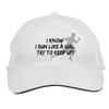 Makoroni - I Know I Run Like A Girl Try to Keep UP! Run Runner Hat Adjustable Cap, DesH12 White view 1