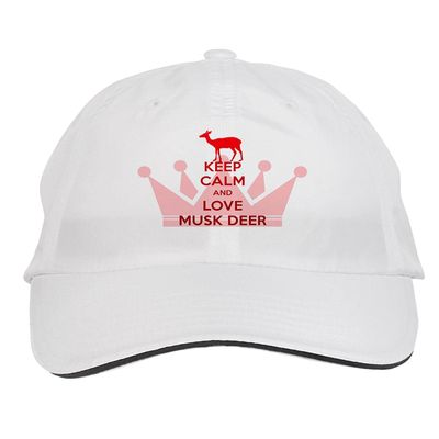 Makoroni - Keep Calm and Love Musk Deer Hat Adjustable Cap, DesG71 White