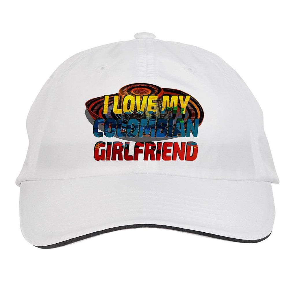 Makoroni - I Love My Colombian Girlfriend Colombia Colombian Hat Adjustable Cap, DesI55 White