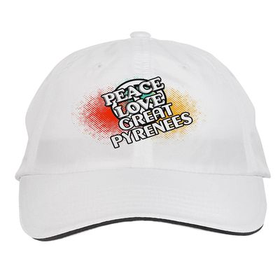 Makoroni - Peace Love Great Pyrenees Dog Hat Adjustable Cap, DesG98 White