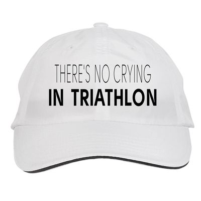 Makoroni - There's NO Crying in Triathlon Hat Adjustable Cap, DesO98 White
