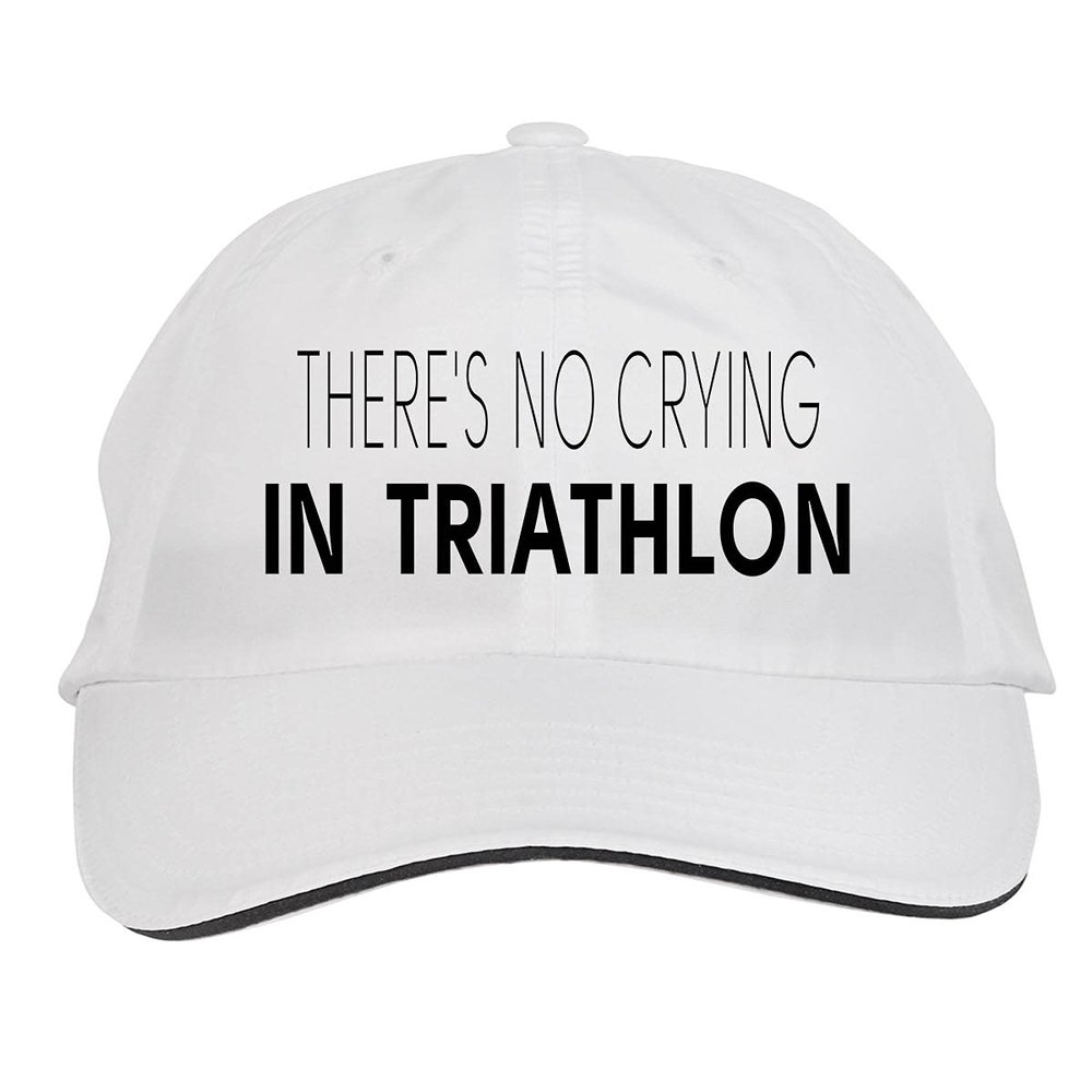Makoroni - There's NO Crying in Triathlon Hat Adjustable Cap, DesO98 White