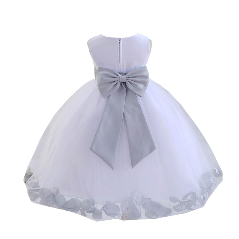 Wedding Rose Petals White Tulle Flower Petals Girl Toddler Gown Handmade 302T m
