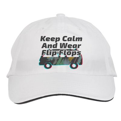 Makoroni - Keep Calm and Wear Flip Flops Surf Surfing Beach Hat Adjustable Cap, DesH30 White