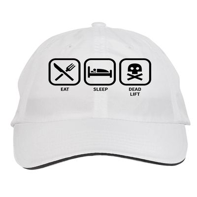 Makoroni - EAT Sleep Dead Lift Hat Adjustable Cap, DesR14 White